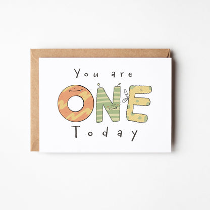 You Are One Today – 1st Birthday Monster Card