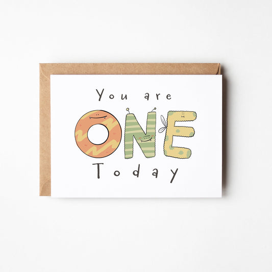 You Are One Today – 1st Birthday Monster Card