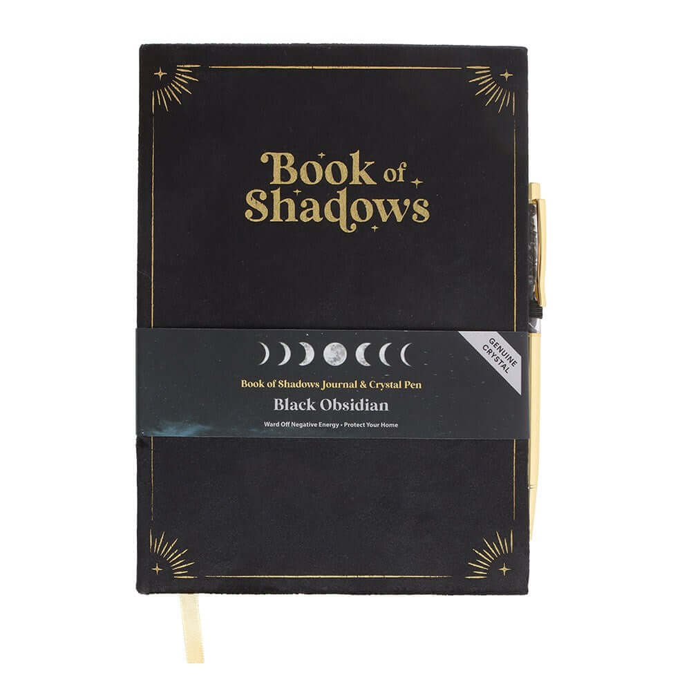 Gothic Gifts Journal with Book of Shadows Print and Black Obsidian Crystal Pen