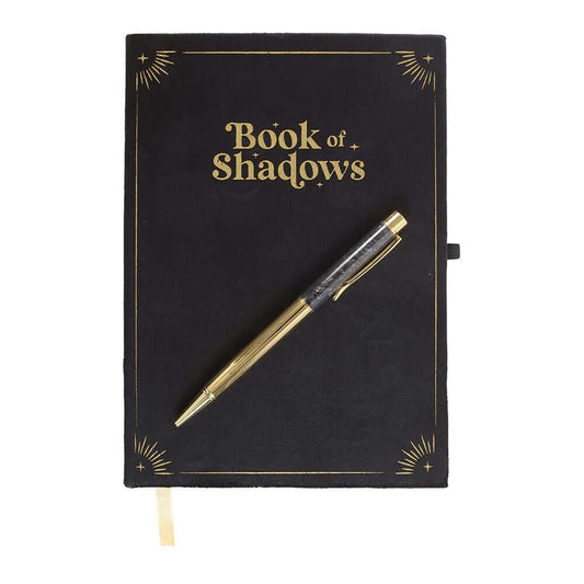 Gothic Gifts Journal with Book of Shadows Print and Black Obsidian Crystal Pen