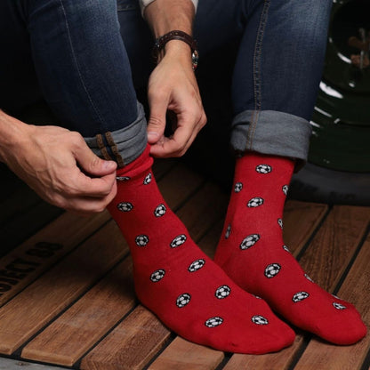 Red Football Bamboo Socks