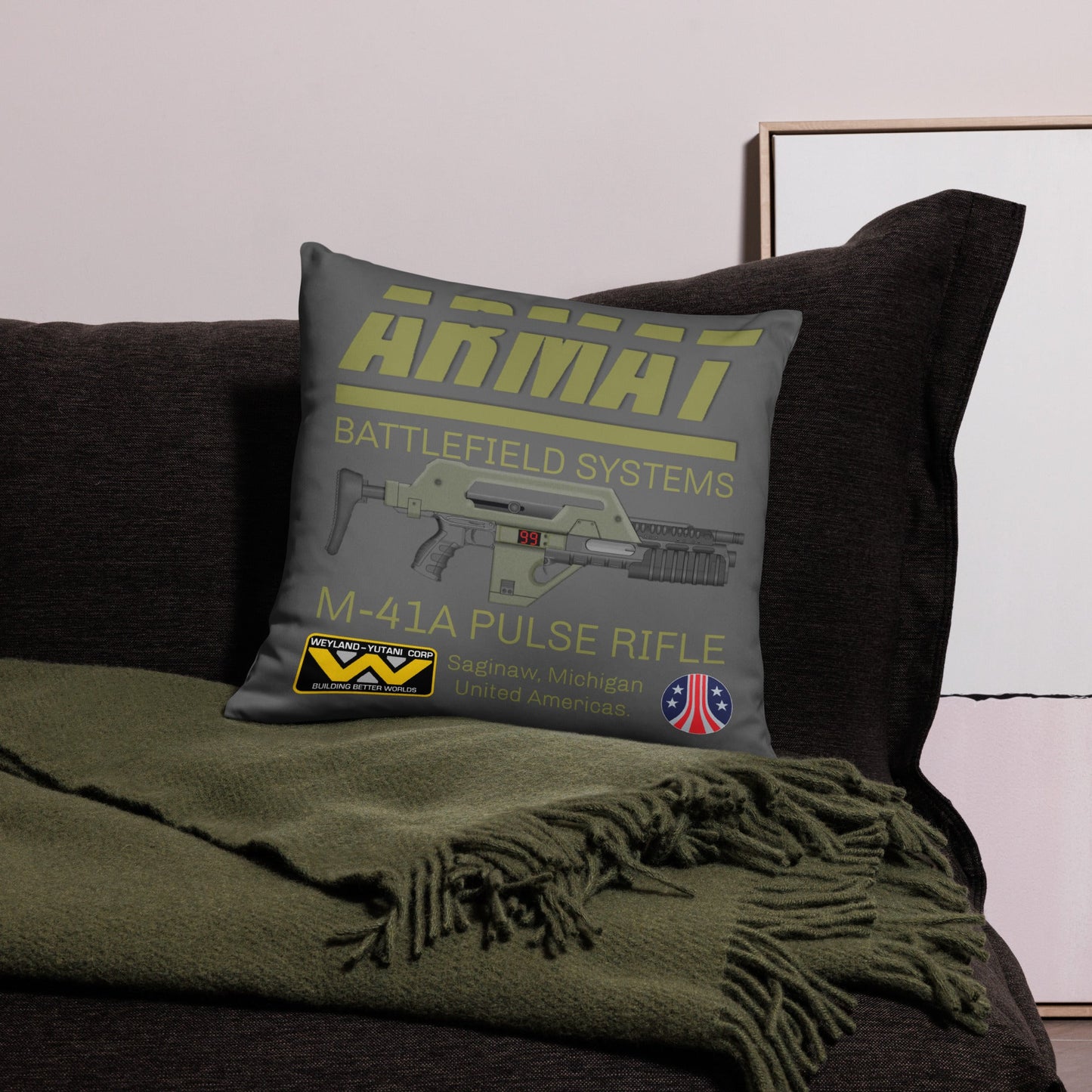 Aliens Pulse Rifle M41A Throw Pillow
