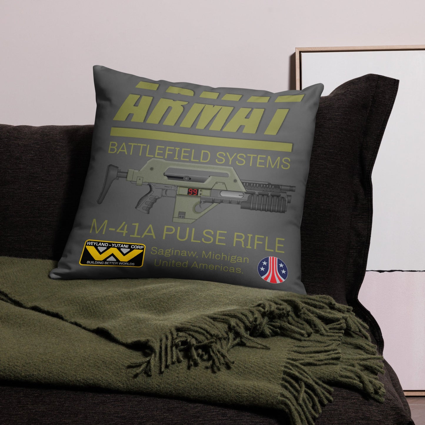 Aliens Pulse Rifle M41A Throw Pillow