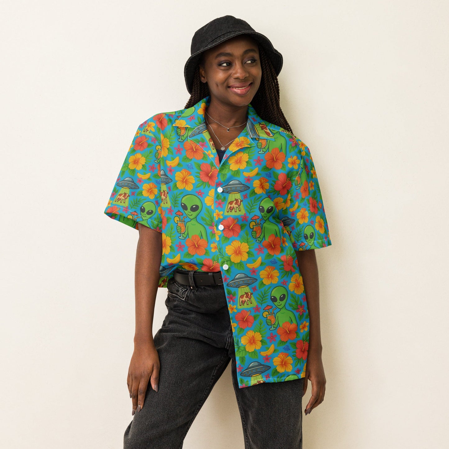 Tropical Alien Hawaiian Shirt – UFO Abduction Summer Vibes