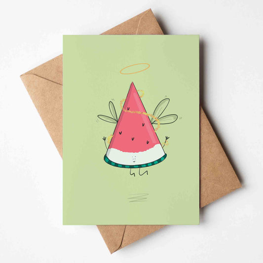 Angel Watermelon Slice  Christmas Greeting Card