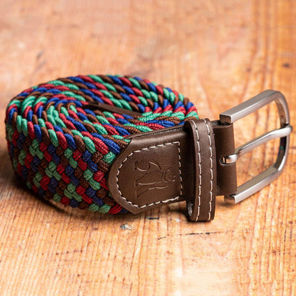 Woven Belt - Blue / Green Zigzag