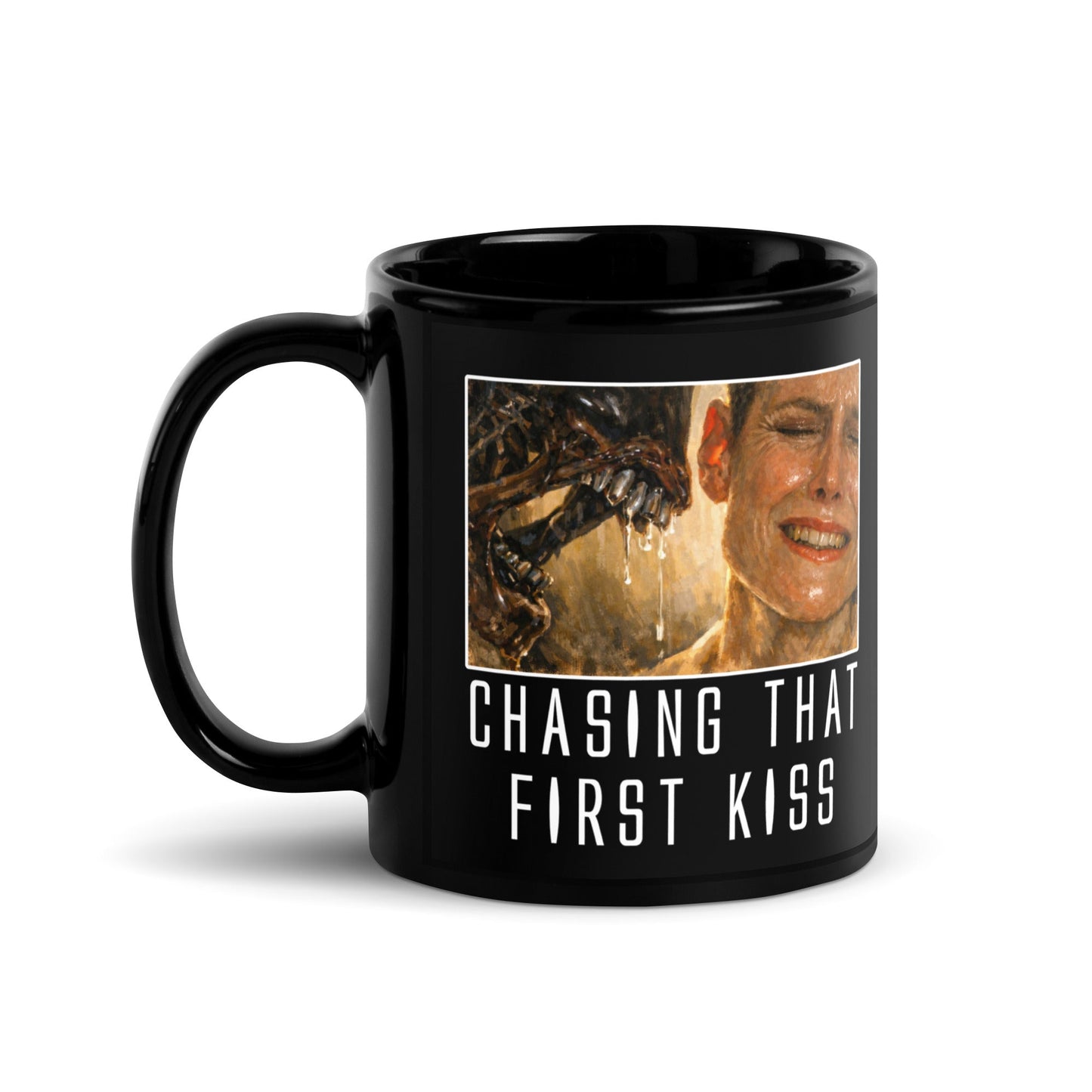 Alien3 Chasing That First Kiss Black Glossy Mug