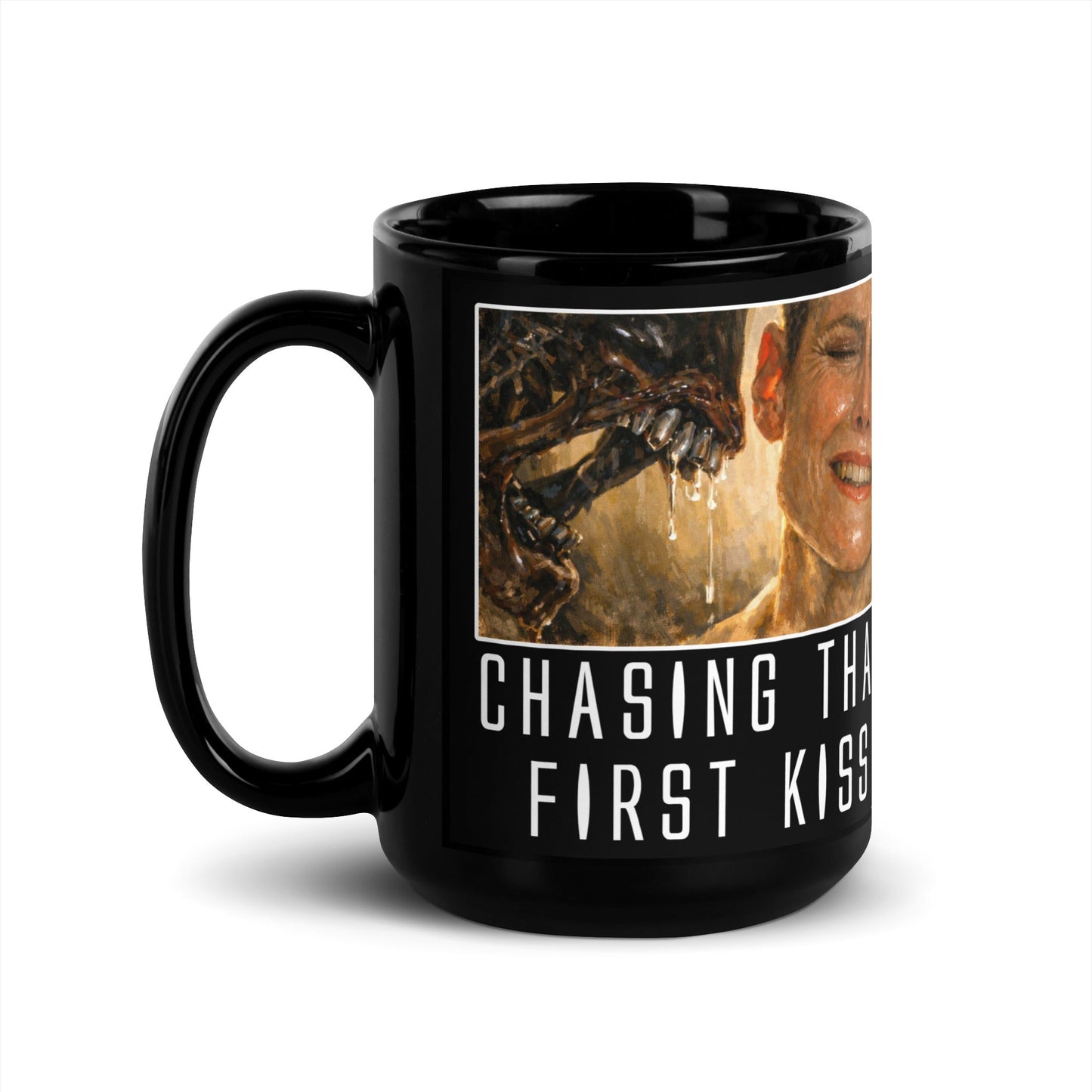 Alien3 Chasing That First Kiss Black Glossy Mug