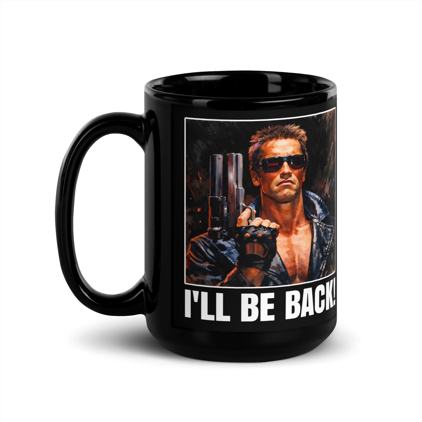 The Terminator " I'LL BE BACK" Black Glossy Mug