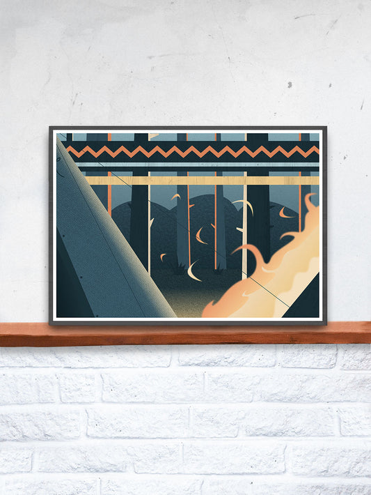 Camp Fire Digital Illustration Art Print
