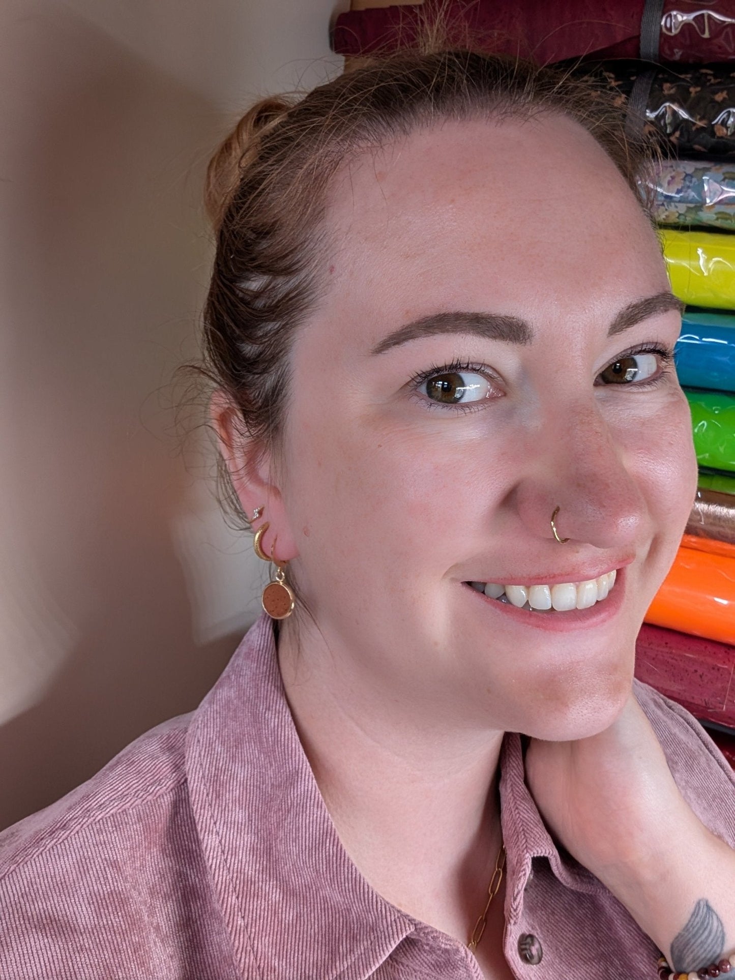 Cork spot huggy hoop earrings