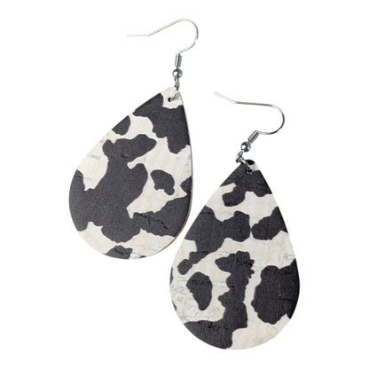 Cow print tear drop earrings