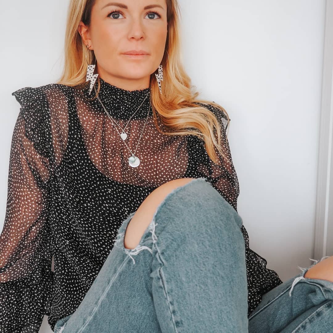 Dalmatian cork Lightning Hoop earrings