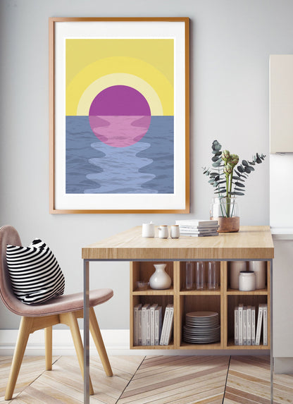 Dribble Abstract Sunset Print