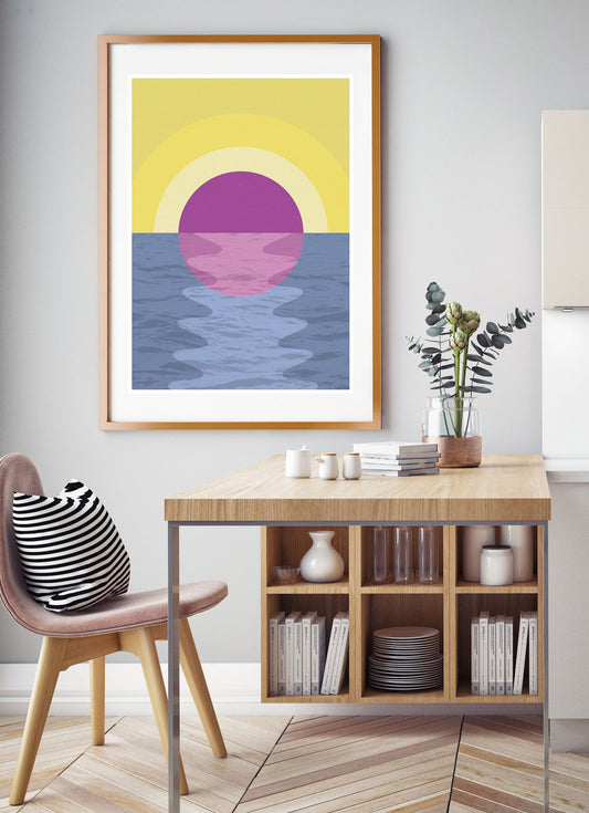 Dribble Abstract Sunset Print