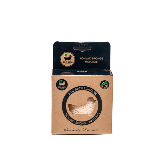 Eco Bath London Konjac Sponge Natural White - Natural Exfoliating Sponge for Facial Deep Cleansing, Gentle Face Cleansing Facial Sponge