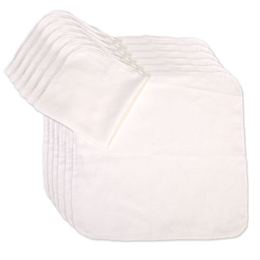 Eco Bath London Organic Cotton Muslin Face Cloth - Pack of 6, Available in Natural and White Colours