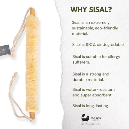 Eco Bath London Natural Sisal Body Strap - Premium Exfoliating Back Scrubber