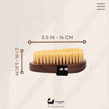 Eco Bath London Natural Sisal Walnut Hand Brush - Luxury Hand Brush for Dry Brushing