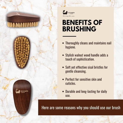Eco Bath Natural Sisal Walnut Wood Nail Brush - Luxurious Design
