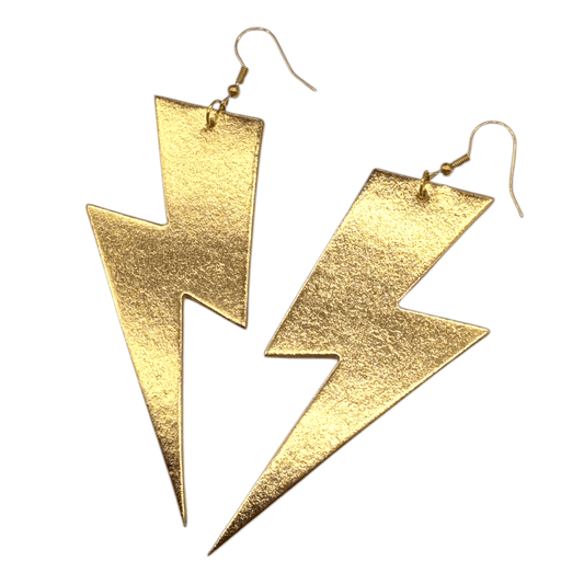 Extra large gold lightning bolt earrings