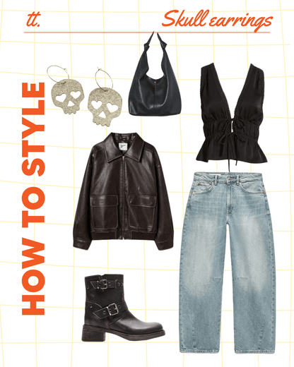 Gold or silver skull earrings