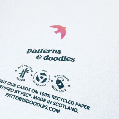 Hand-drawn Birthday Card for Her: Pretty Foliage and Birds