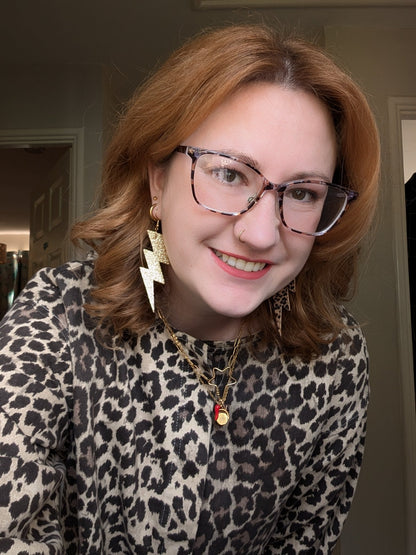 Large glitter triple lightning bolt earrings