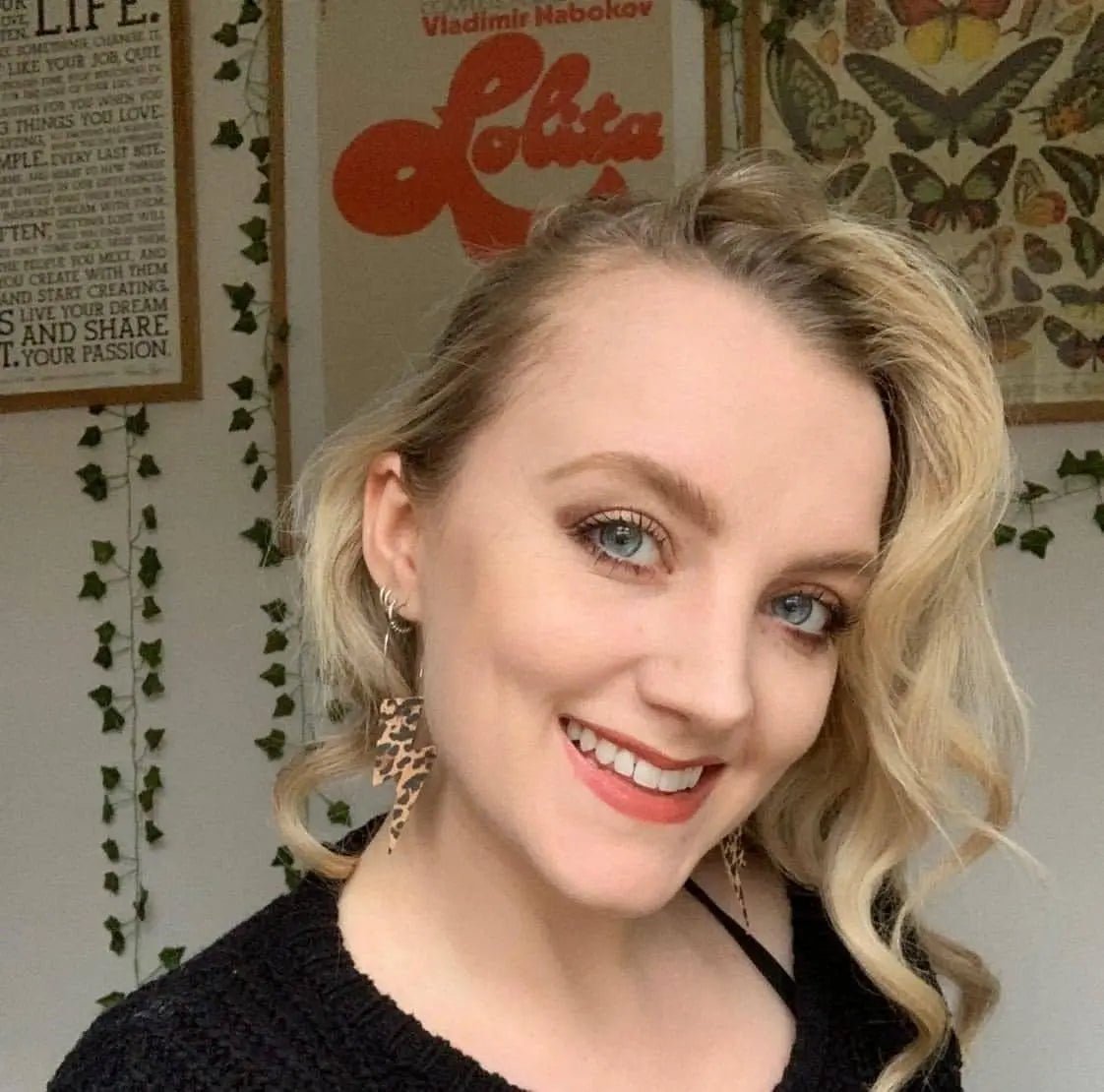 Leopard print lightning bolt earrings