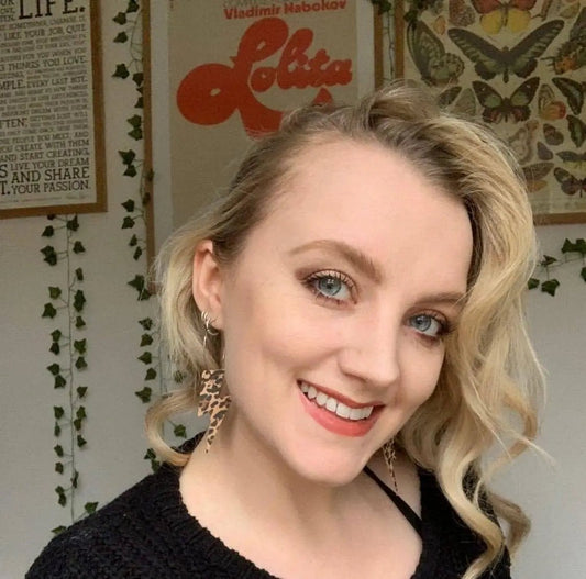 Leopard print lightning bolt earrings