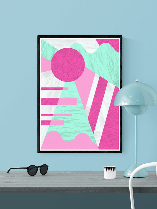 Neon Coral Retro 80s Print