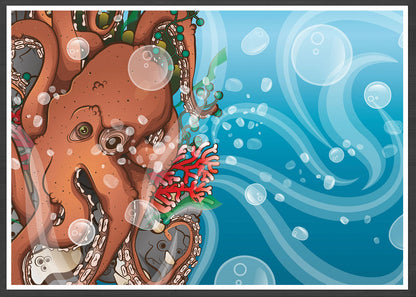 Octopus Waves Sea Creature Print
