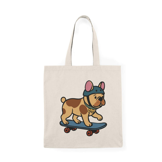 Ollie the Skater Bulldog Tote Bag