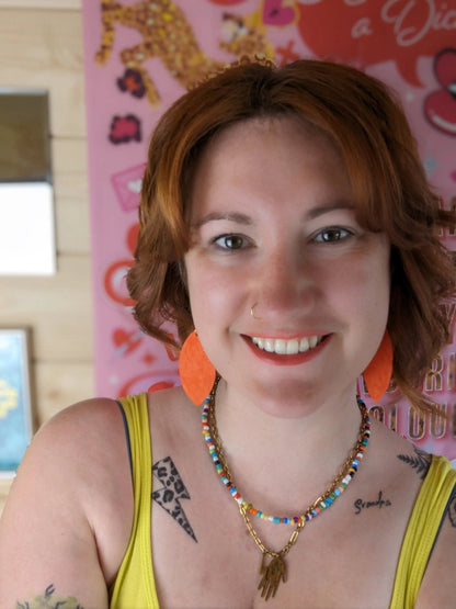 Orange plant paper leaf earrings