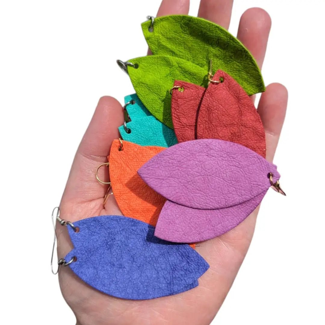 Orange plant paper leaf earrings