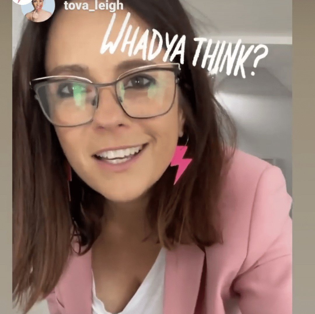 Pink neon cork lightning earrings