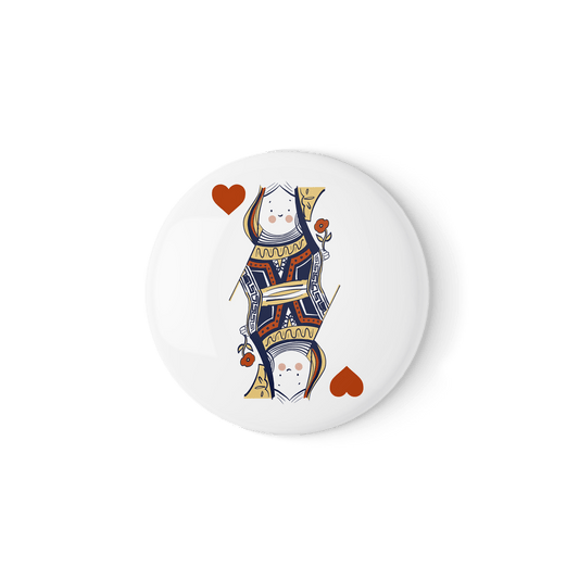 Queen of Hearts – Playing Card Badge or Magnet (38mm or 58mm)
