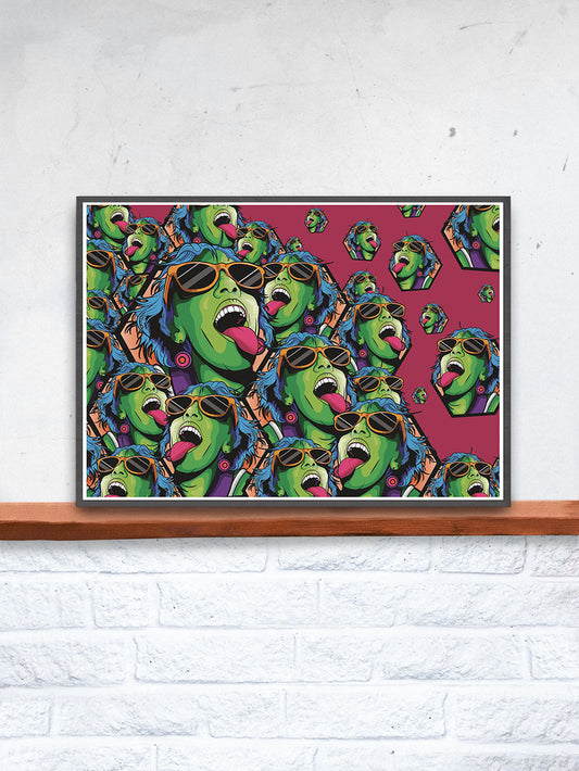 Rave Girl Vector Illustration Print