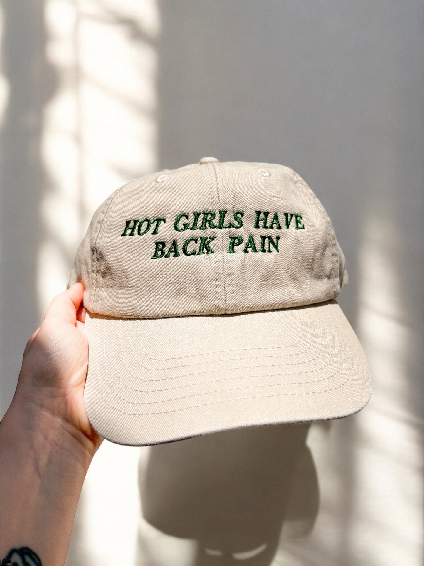 Hot Girls Have Back Pain embroidered baseball cap