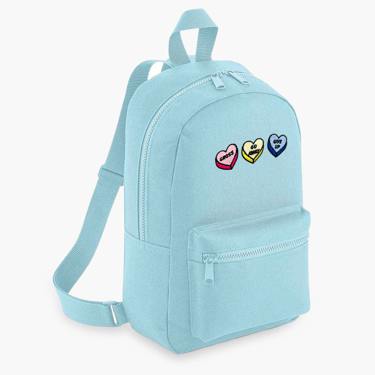 Rude Love Hearts Embroidered Mini Backpack