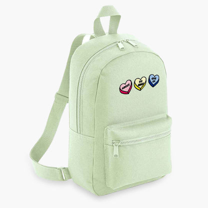Rude Love Hearts Embroidered Mini Backpack