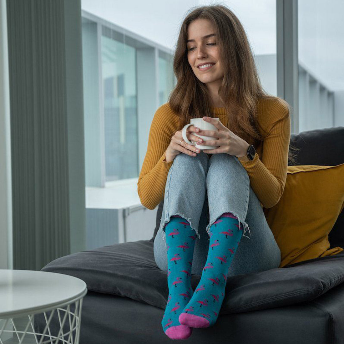 Flamingo Bamboo Socks (Comfort Cuff)