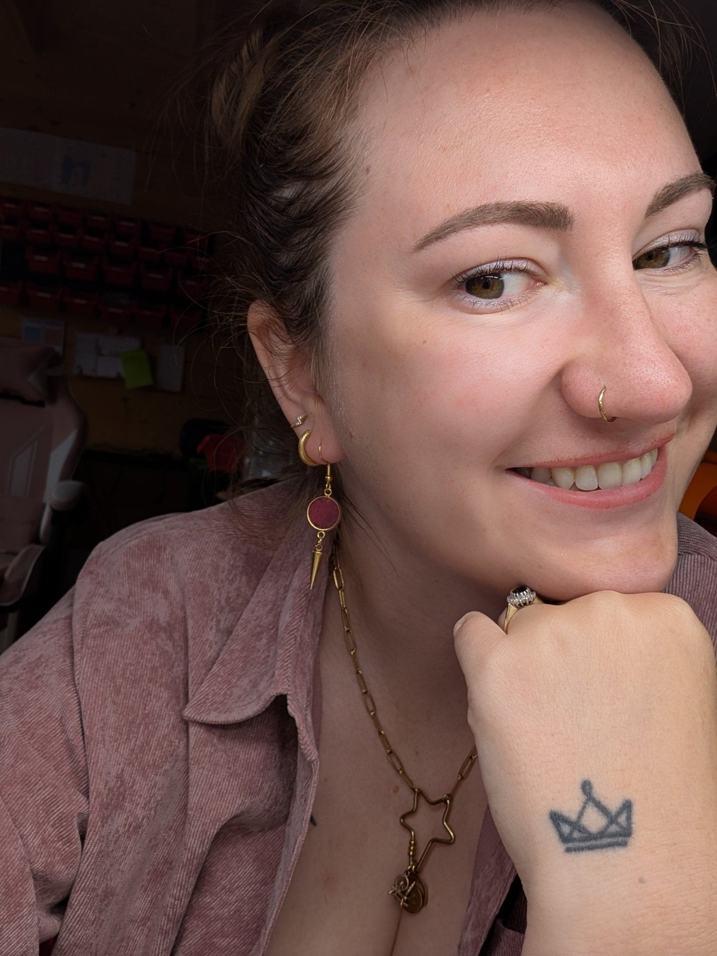 Spiked cork and steel earrings