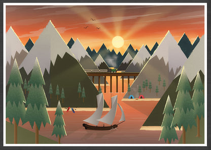 Sunset Lake Art for Kids