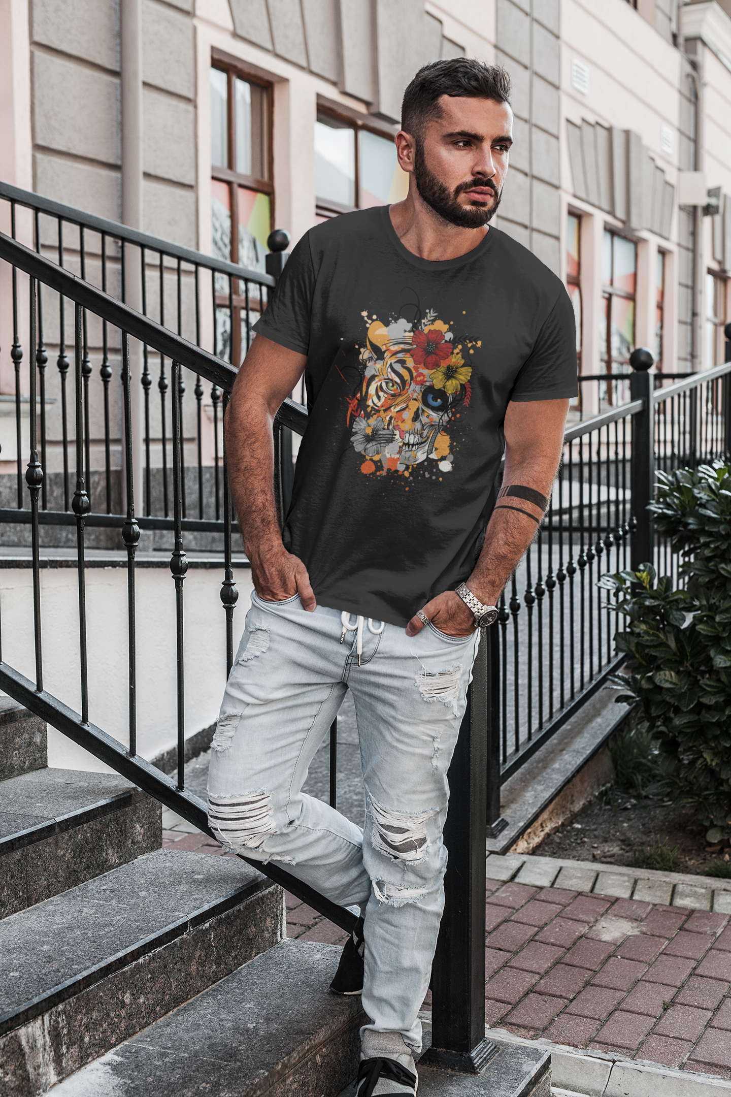 Tiger skull Unisex T-Shirt, t-shirt tiger skull, skull style t-shirt, t-shirt skull style, retro style t-shirts, tshirts original design,