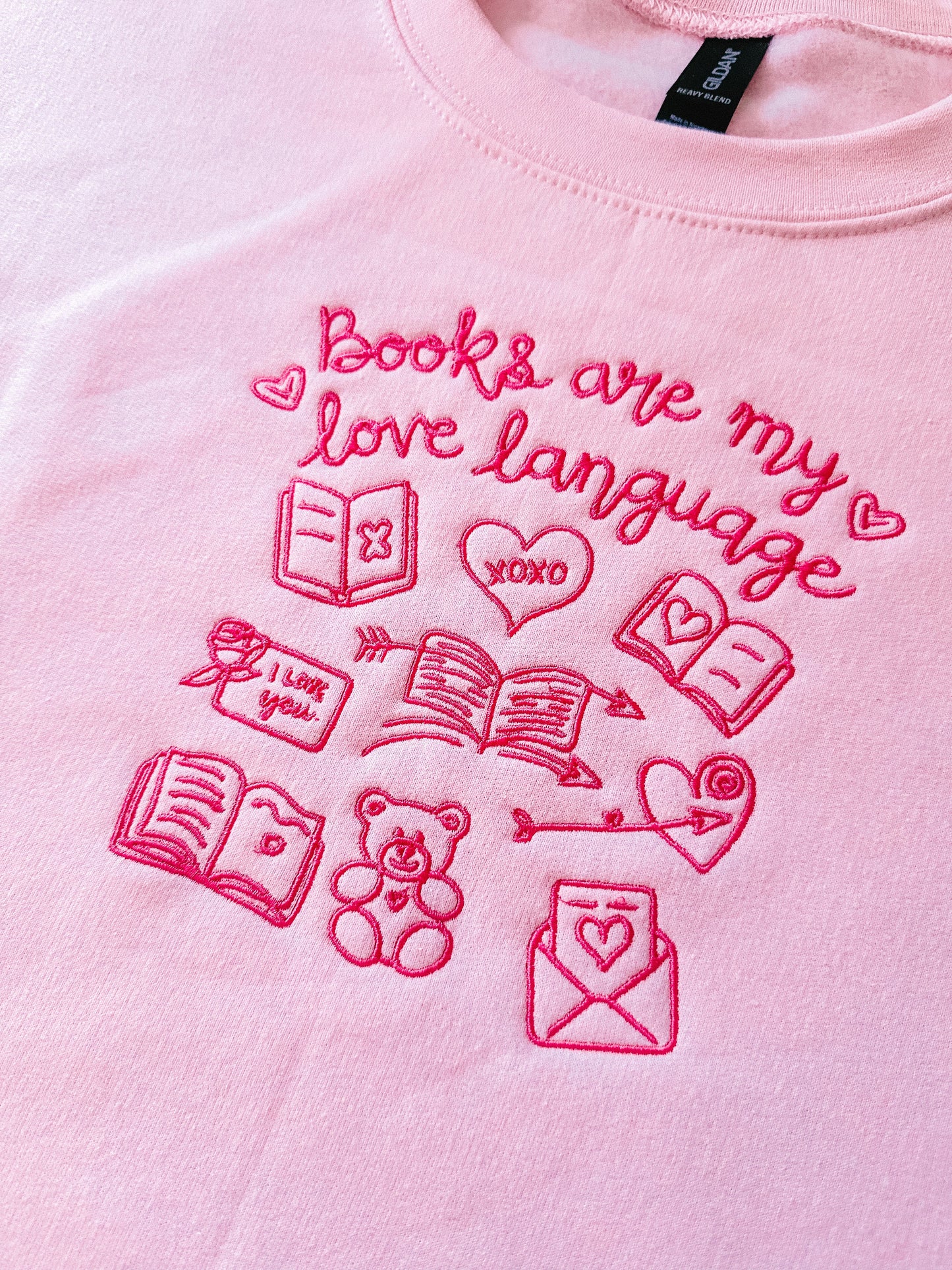Books Are My Love Language embroidered crewneck