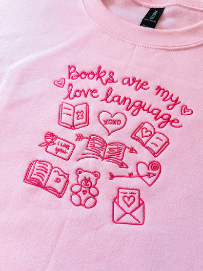 Books Are My Love Language embroidered crewneck