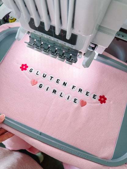 Gluten Free Girlie Friendship Bracelet embroidered sweatshirt