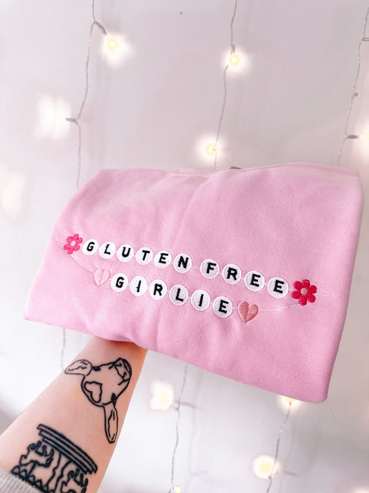 Gluten Free Girlie Friendship Bracelet embroidered sweatshirt