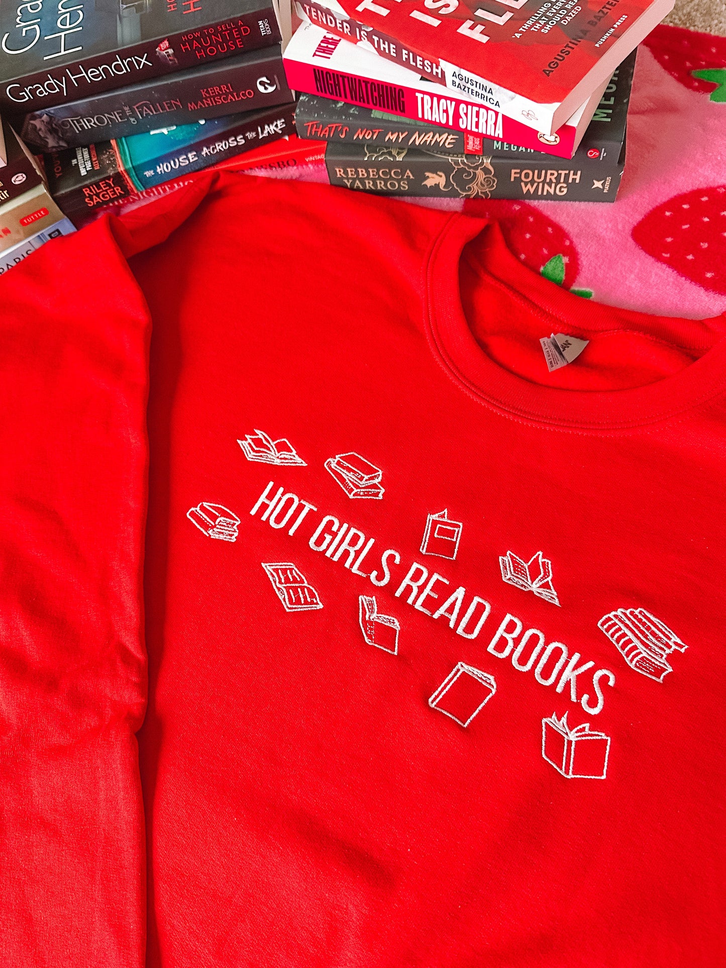 Hot Girls Read Books embroidered sweatshirt